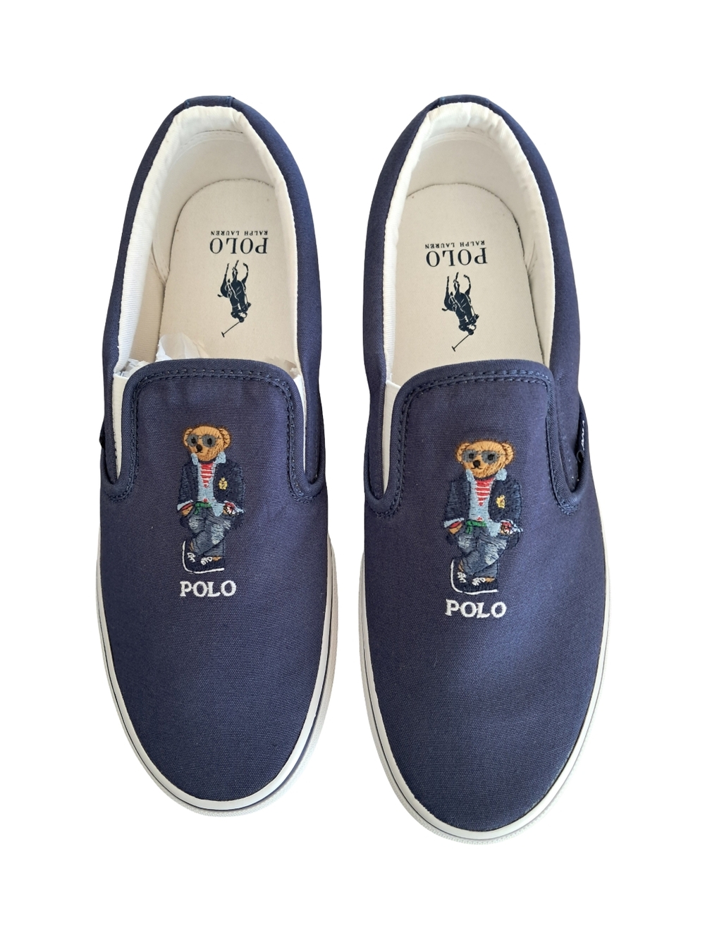 Polo Ralph Lauren KeatonMens Slip On Sneakers NEW Size 10.5 Navy Canvas - Picture 2 of 9